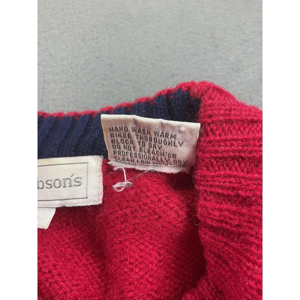 Jacobson's Sweater Mens Large Red 100% Wool Crewneck Knit‎ Pullover Hong Kong